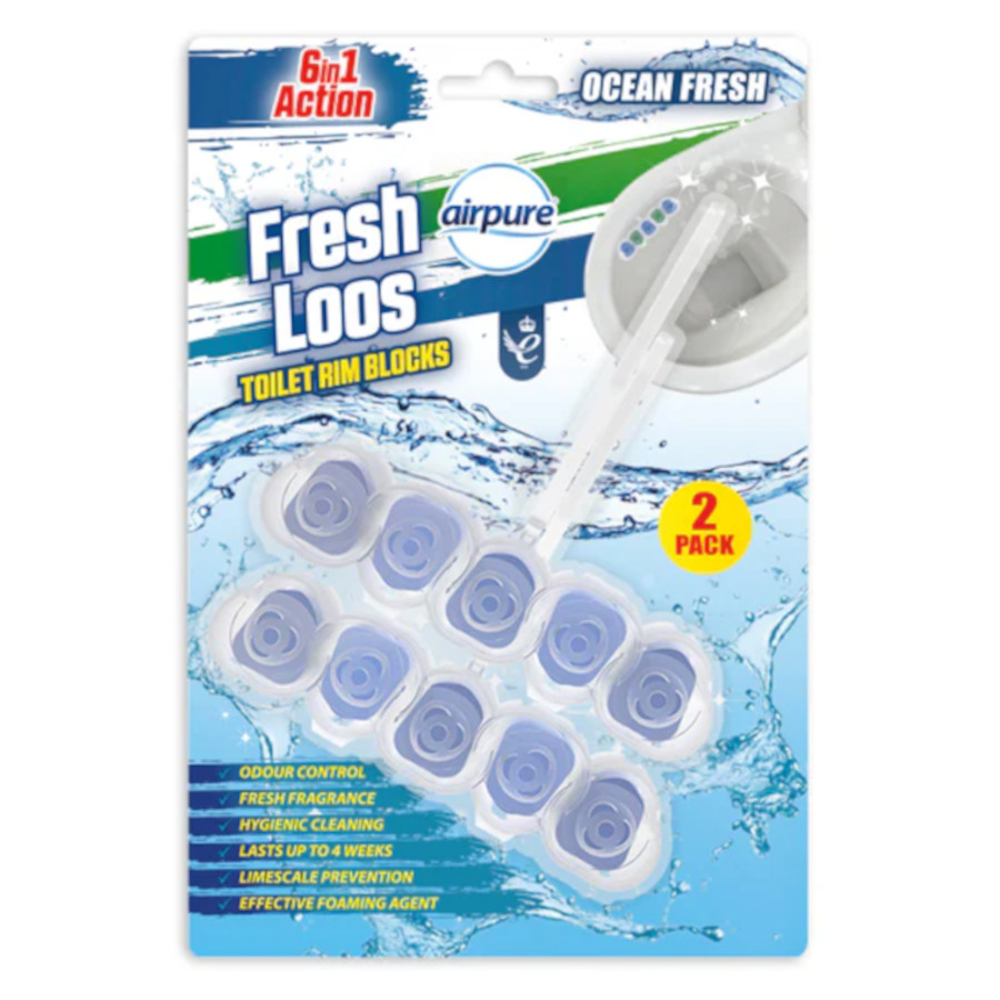 Airpure Ocean Fresh - Fresh Loos Toilet Rim Blocks 2 Pack (2913)  