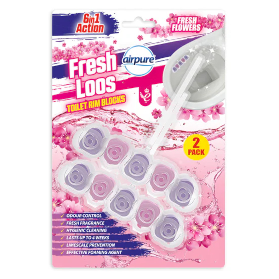 Airpure Fresh Flowers - Fresh Loos Toilet Rim Blocks 2 Pack (2920) 