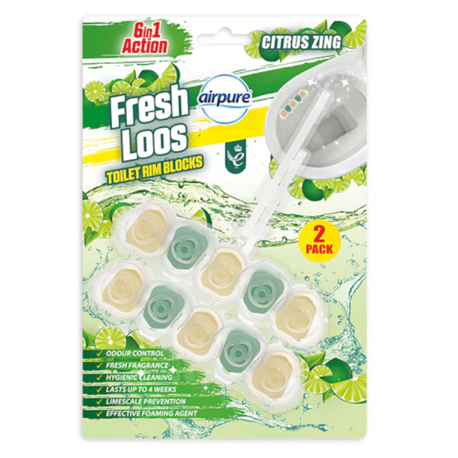 Airpure Citrus Zing - Fresh Loos Toilet Rim Blocks 2 Pack (2937)   