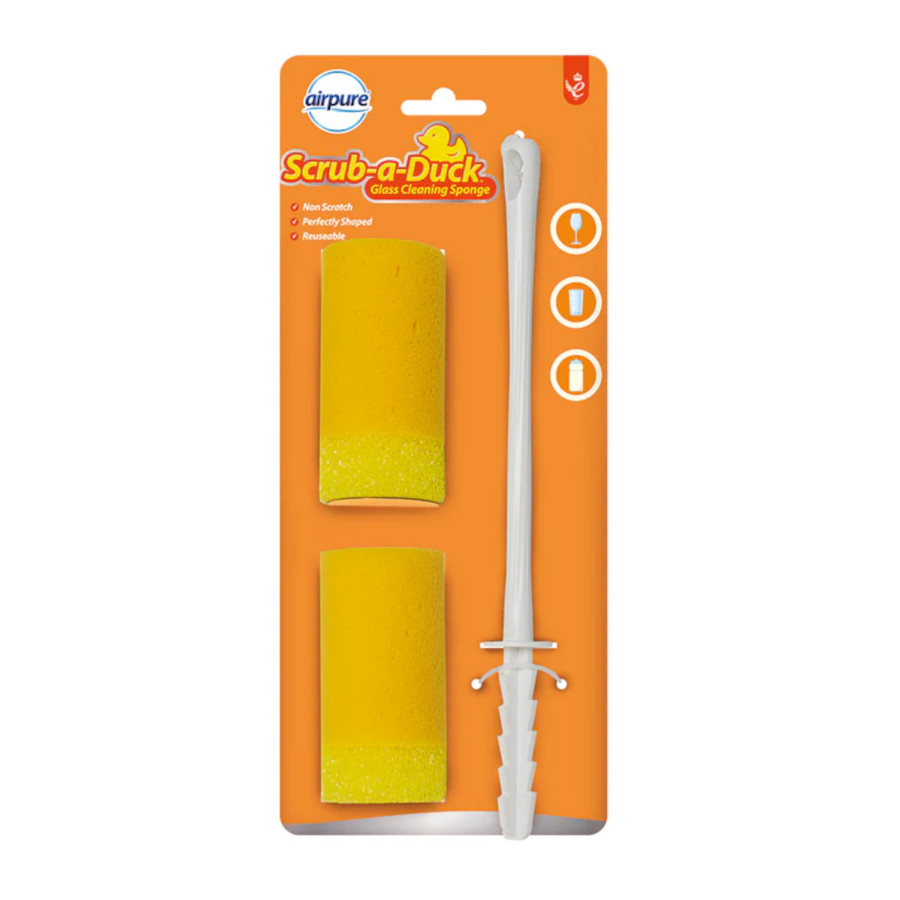 Airpure Scrub-a-Duck Glass Cleaning Sponge with handle 2 Pack (9684) 