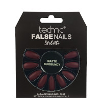 Technic False Nails - Stiletto, Matte Burgundy (6pcs) (29135) (£1.11/each) T/Nail-8