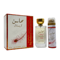 Mahasin Crystal (Unisex Halal 100ml EDP + Deodorant) Lattafa (3684)