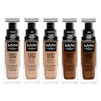 NYX Can't Stop Won't Stop Full Coverage Foundation (5pcs) (Assorted) (£3.25 /each) Only 1 Bag Available !
