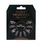Technic False Nails - Squareletto, Grey Embellished (6pcs) (29140) (£1.85/each) T/Nail-12
